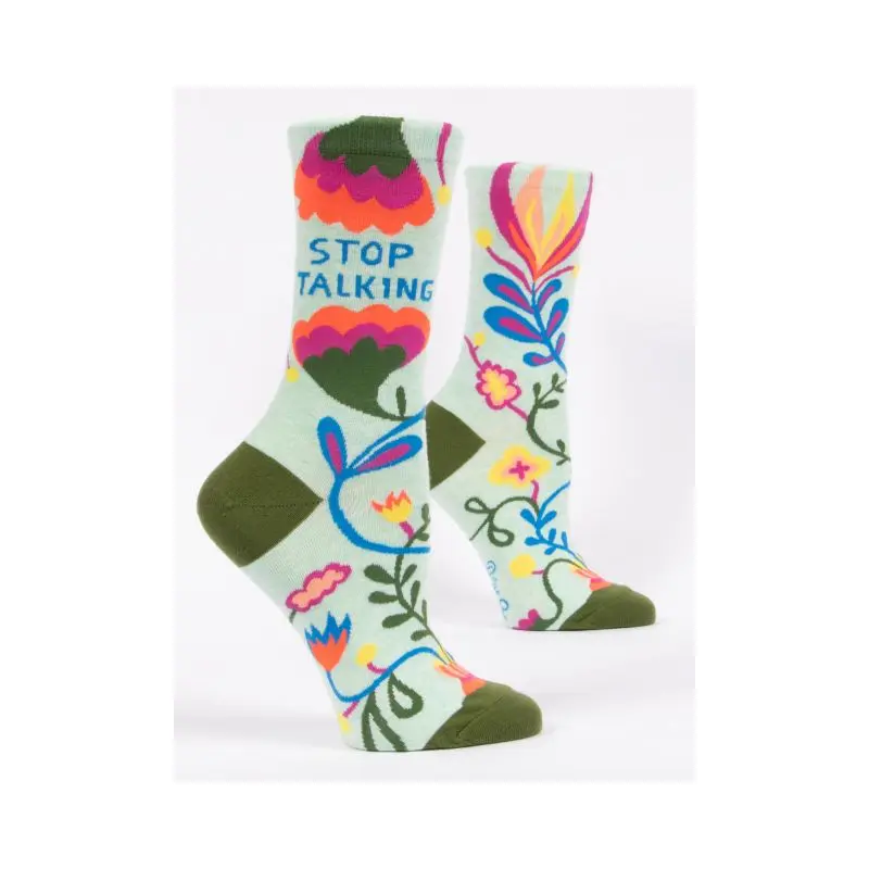 Blue Q Women's Crew Socks - Stop Talking