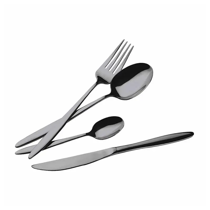 24 pcs cutlery set, mirror, Black