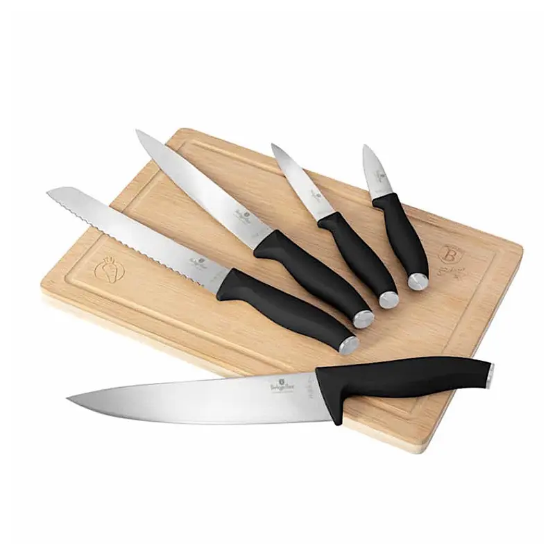 6 pcs knife set with bamboo cutting board