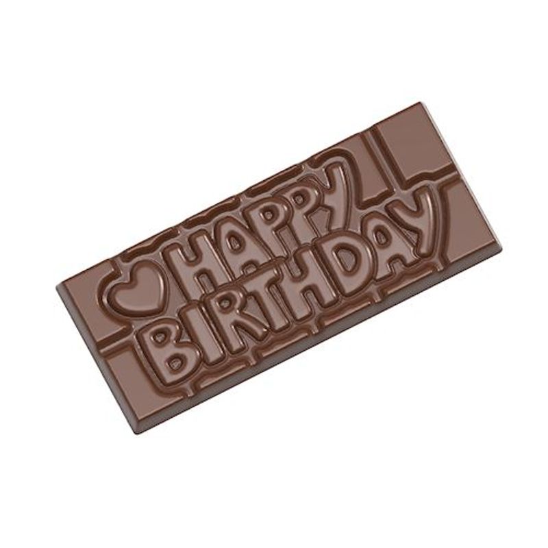 "HAPPY BIRTHDAY" CHOC TABLET MOULD 4CAV CW12010 (#106094)