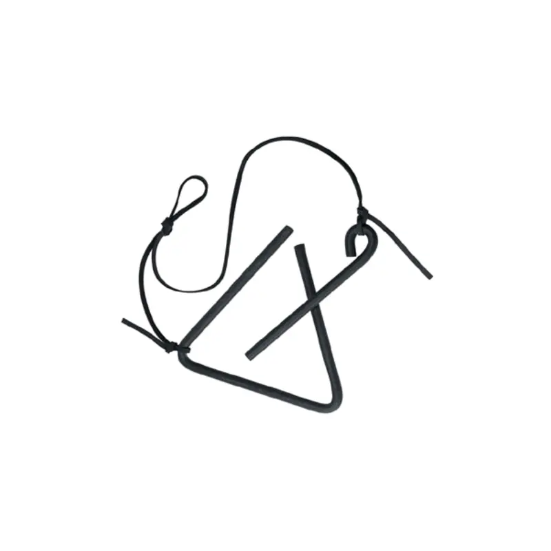 A5-5 Lodge Black Steel Chuckwagon Dinner Bell w/ Striker & Black Leather Hanging Strap