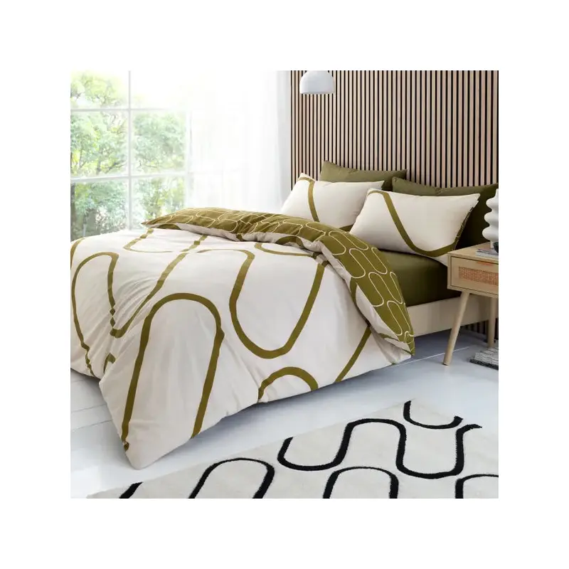 Linear Curve Geometric | Olive Duvet Covers