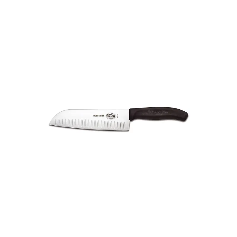 5.2523.17-X2  Victorinox 7" Granton Edge Santoku Knife w/ Black Fibrox Handle