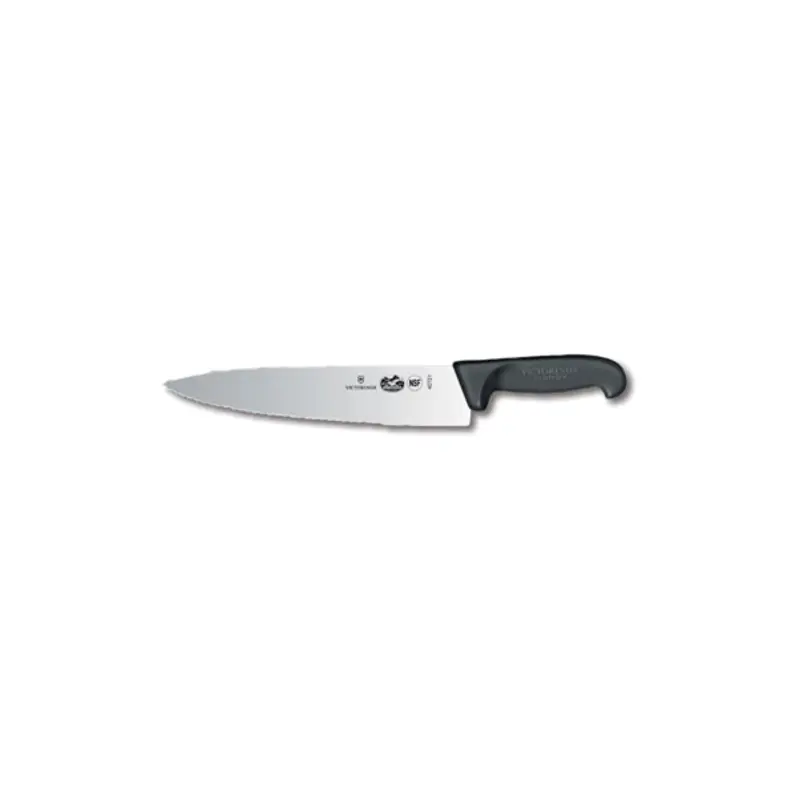 5.2033.25-X1  Victorinox 10" Straight Wavy Edge Chef Knife w/ Black Fibrox Handle