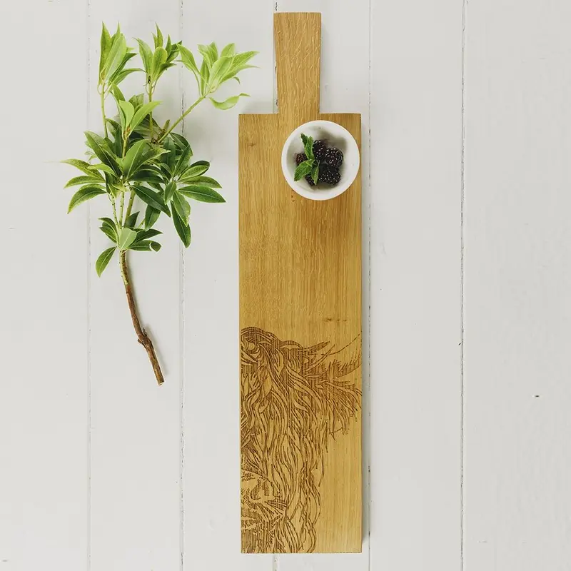 Highland Cow Long Oak Paddle Board