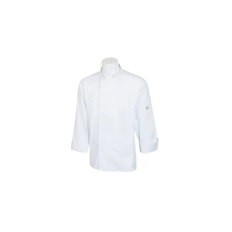 M60010WHS Mercer Millennia Unisex 36" S White Double Breasted Long Sleeve Cook Jacket