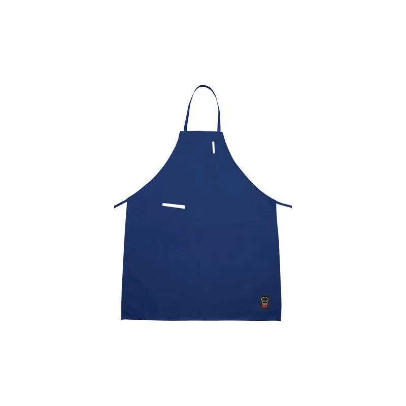 BA-PBL Winco Blue Full-Length Bib Apron w/ Pocket
