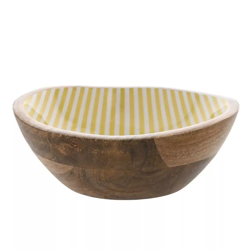 Mango Wood Bowl | Yellow Stripe
