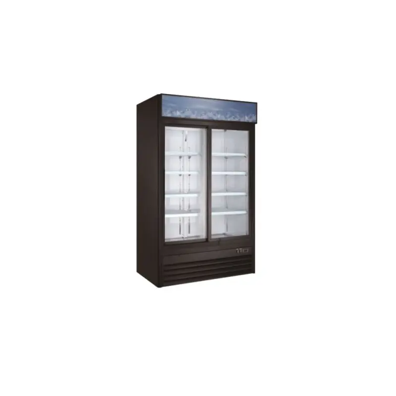 EGDM-45R-SD-HC BLK Enhanced Merchandiser Refrigerator, 2 Glass Sliding Doors