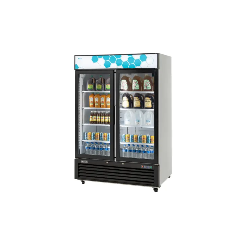 C-49RM-HC Migali 54.4" White 2-Section Glass Door Refrigerator Merchandiser w/ Swing Doors