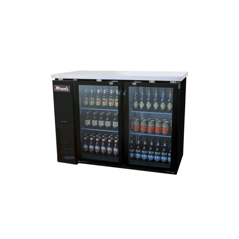 C-BB48G-HC Migali 49" 2-Section Glass Door Back Bar Refrigerator
