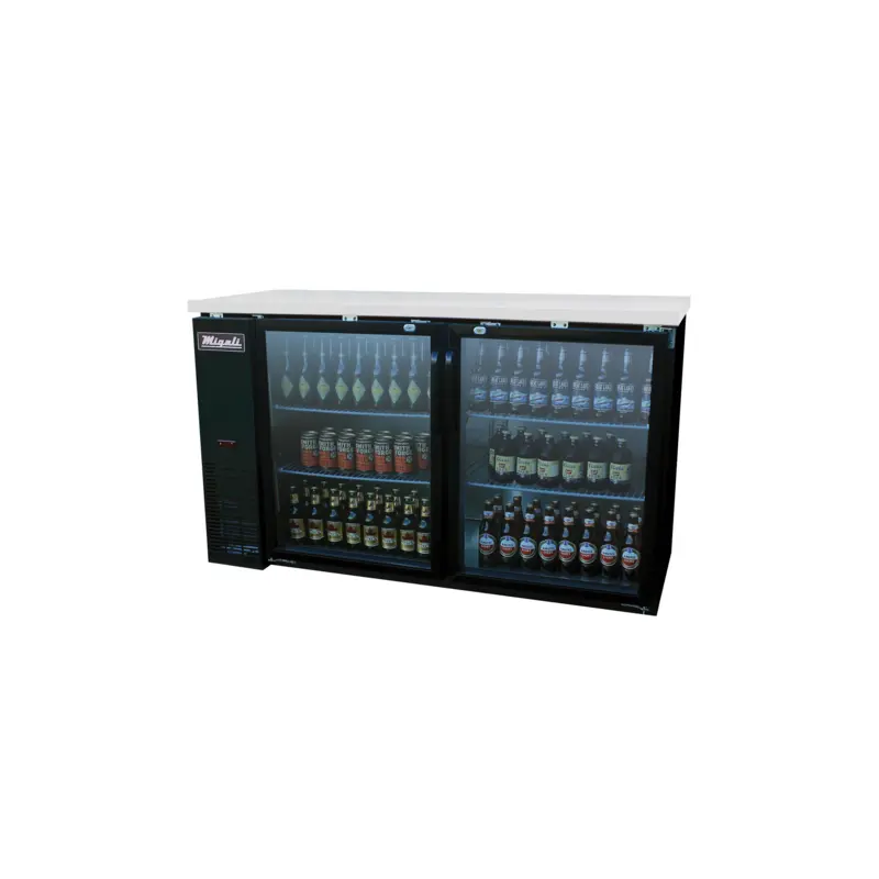 C-BB60G-HC Migali 60" 2-Section Glass Door Back Bar Refrigerator