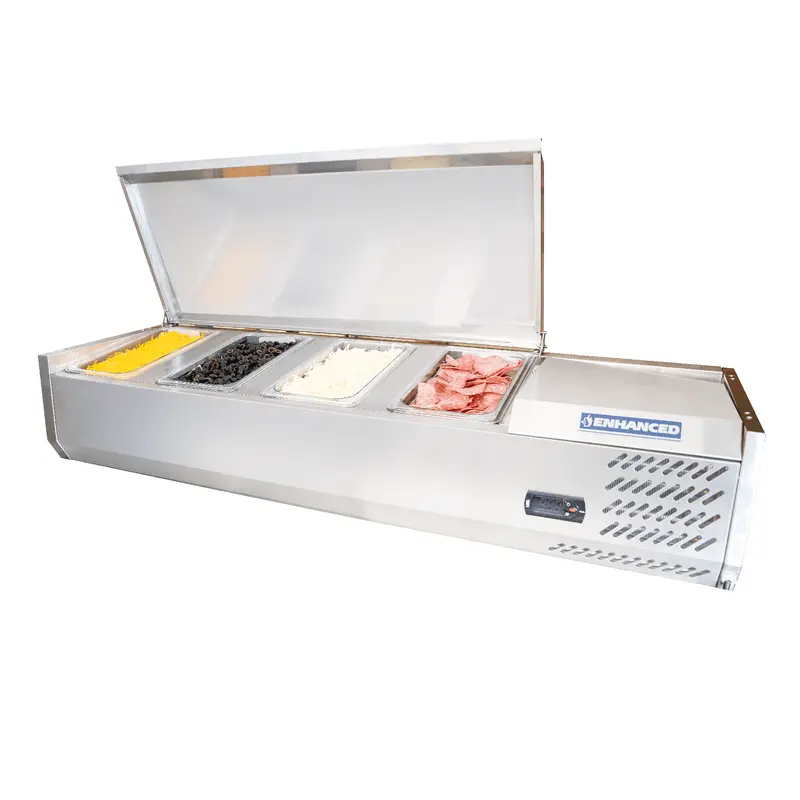 CTSP-48-15-HC Enhanced 48" Refrigerated Countertop Prep Rail with Stainless Steel Lid