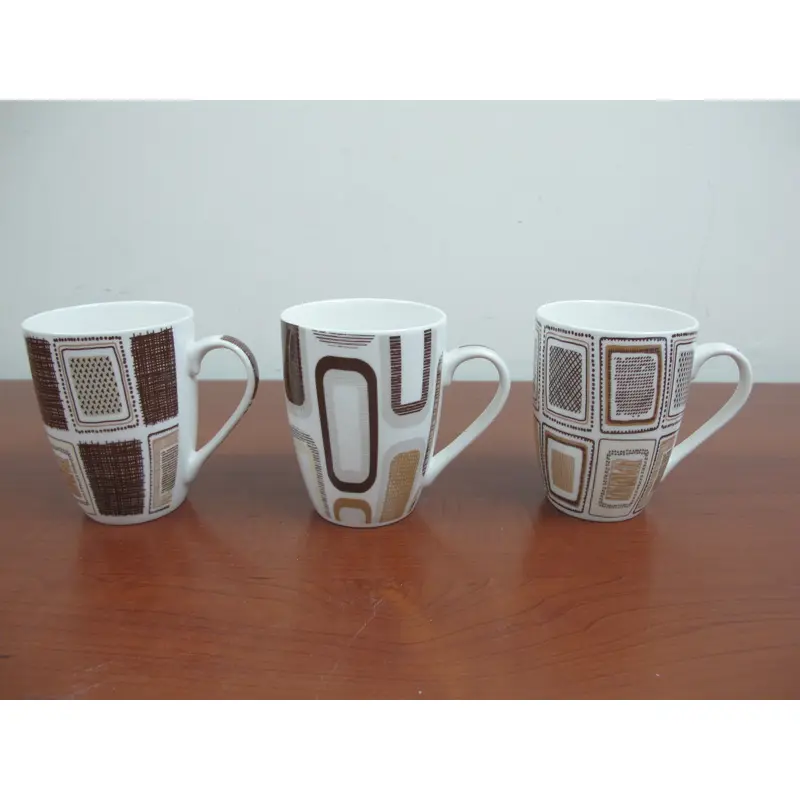 Brown Squares Design Porcelain Mug