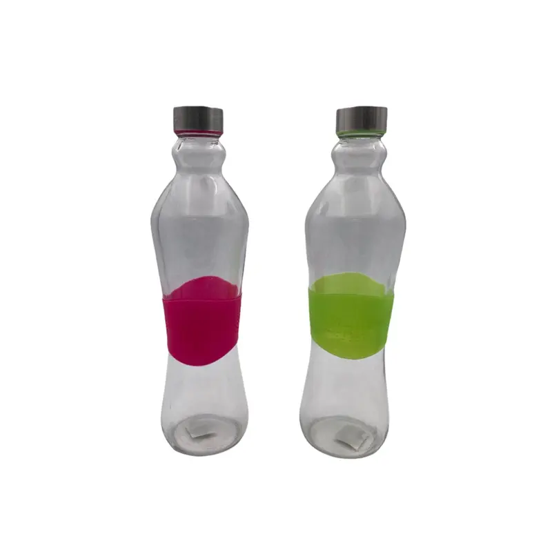 Curvy Glass Bottle With Silicon Grip 1 L