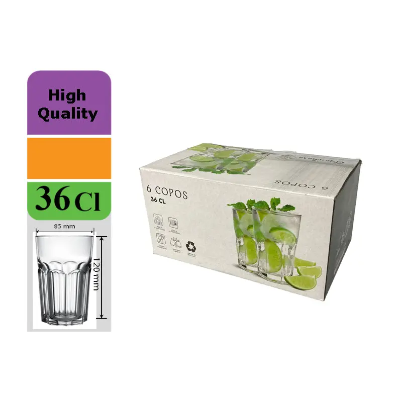 Long Glass Cup Milano 36CL X6