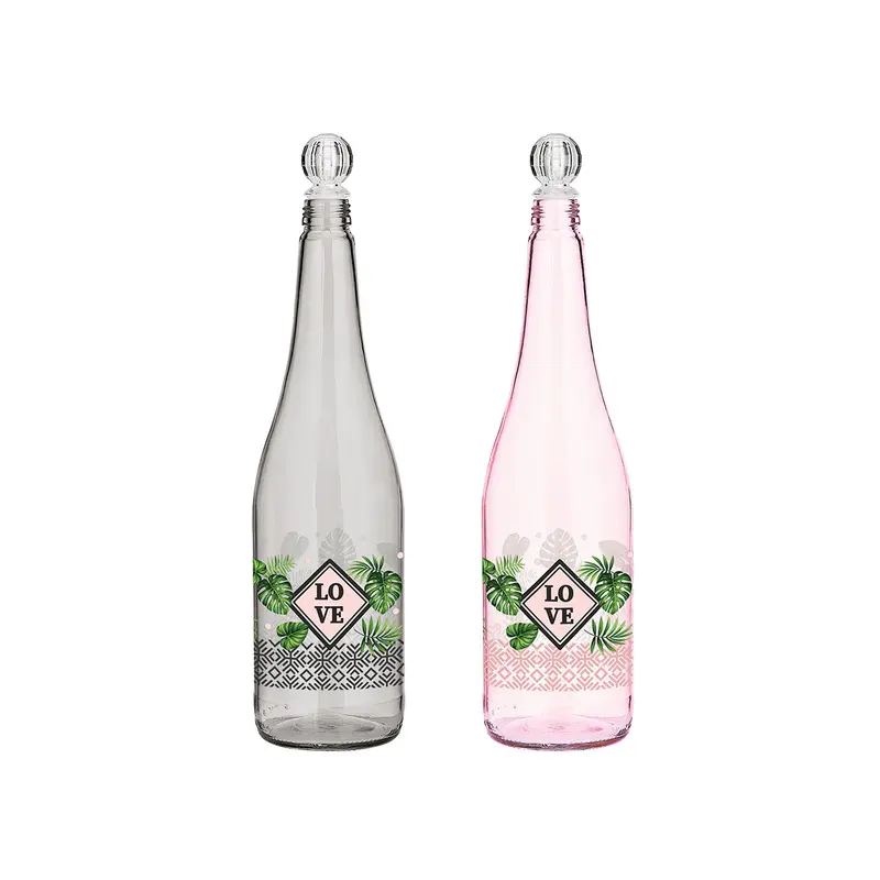 Colored Transparent Love Decorated Bottle