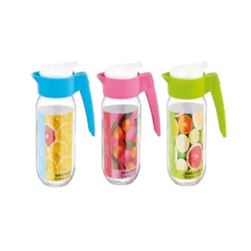 Glass Pitcher with Colored Lid