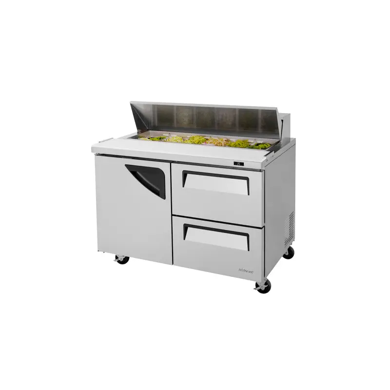 TST-48SD-D2-N Turbo Air 48" 1 Door w/ 2 Drawers Refrigerated Sandwich/Salad Prep Table
