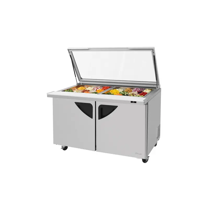 TST-60SD-24-N-GL Turbo Air 60" 2 Door Mega Top Sandwich/Salad Prep Table w/ Hinged Glass Lid