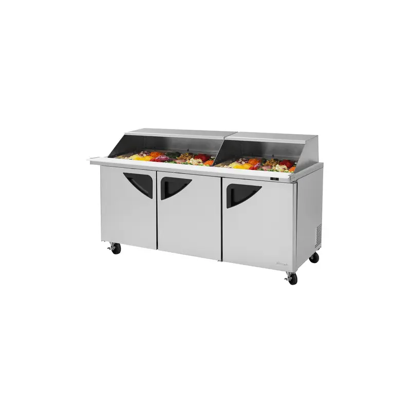 TST-72SD-30-N-SL Turbo Air 73" 3 Door Mega Top Sandwich/Salad Prep Table w/ Slide-Back Lid