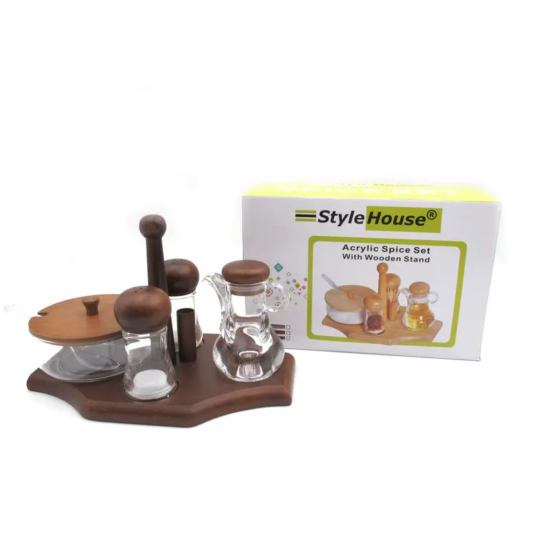 Wooden Spice and Oil Set