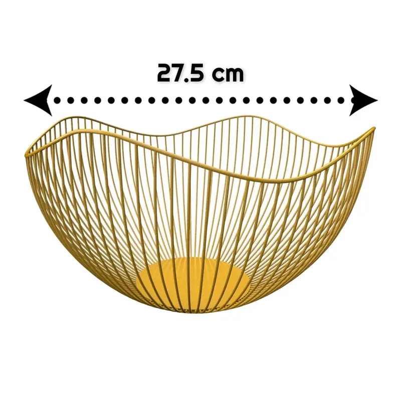 Wavy Metal Fruit Basket Gold